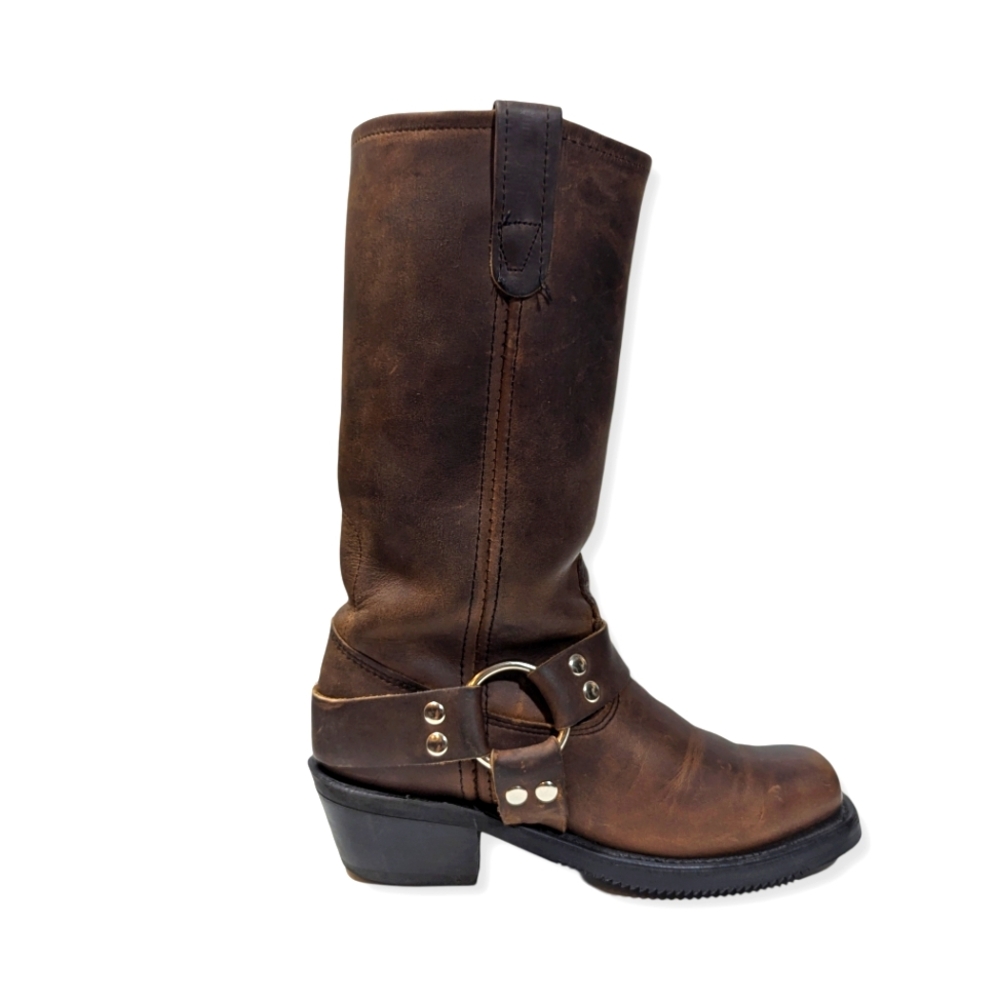 Brown tall Double H square toed leather boots men's size 6 women's 7.5